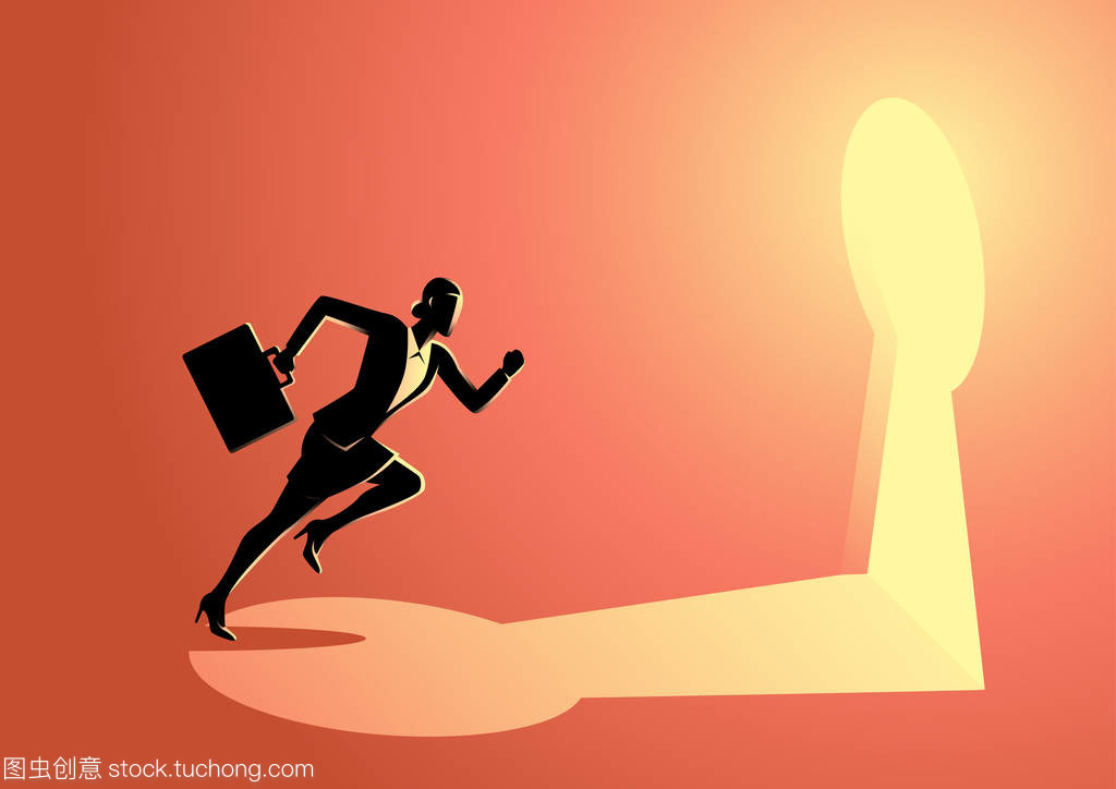 女實業家奔向一個關鍵的洞